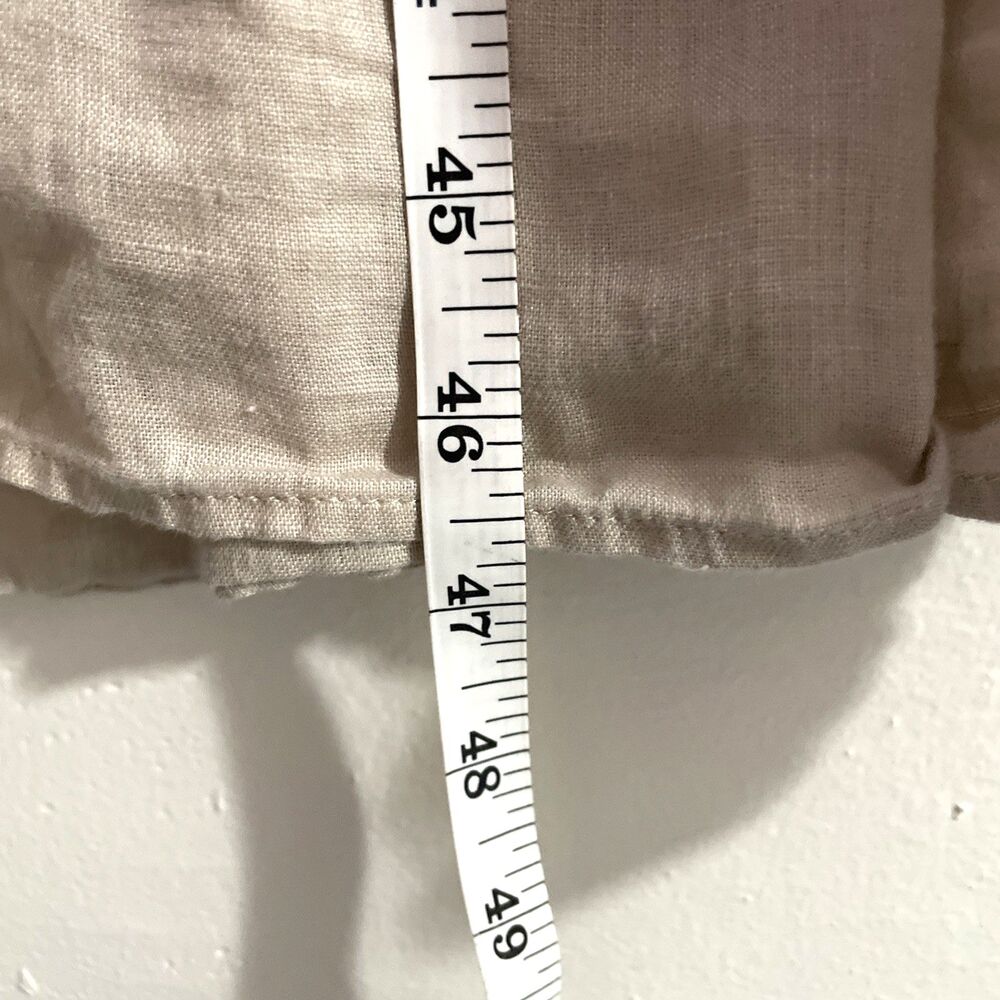 Mango Women's Puff Sleeve 100%  Linen Beige Midi Button Down Dress Sz XS Casual - Picture 7 of 8